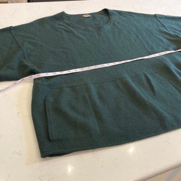 Zoe Couture 100% Cashmere Forest Green Shrug Oversized Boxy Sweater Poncho Small - Picture 4 of 8